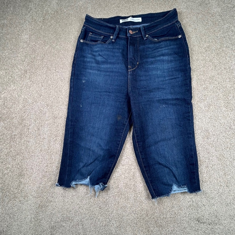 Signature Levi Strauss Gold Label Dark Wash Raw Hem Denim Jean Shorts Mens 32